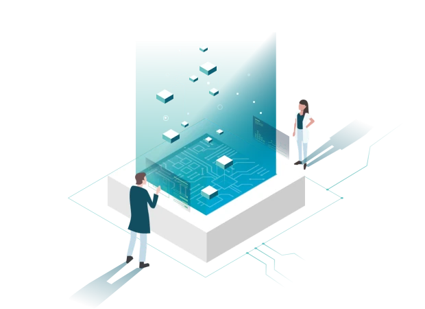 Animierte Illustration der Elektronikentwicklung und Fertigung