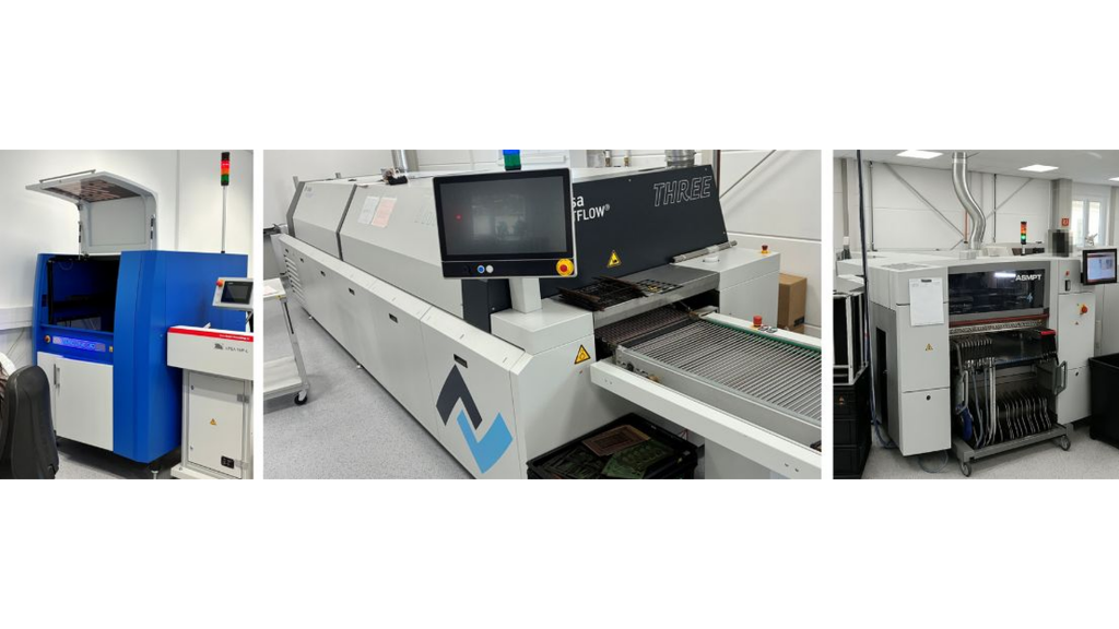 Photo collage of three new production machines at P&R